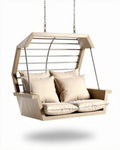 Hangbank van hout met kussens voor binnen en buiten 120 x 80 x 90 cm