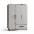Kast van hout met drie deuren en lade in lichtgrijs 150 x 90 x 200cm