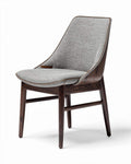 Houten eetstoel met grijze stof zitting en afmetingen 45 x 50 x 80cm