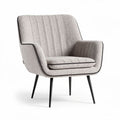 Stoere fauteuil in grijs textiel met strakke lijnen en zwarte poten 70 x 70 x 80cm