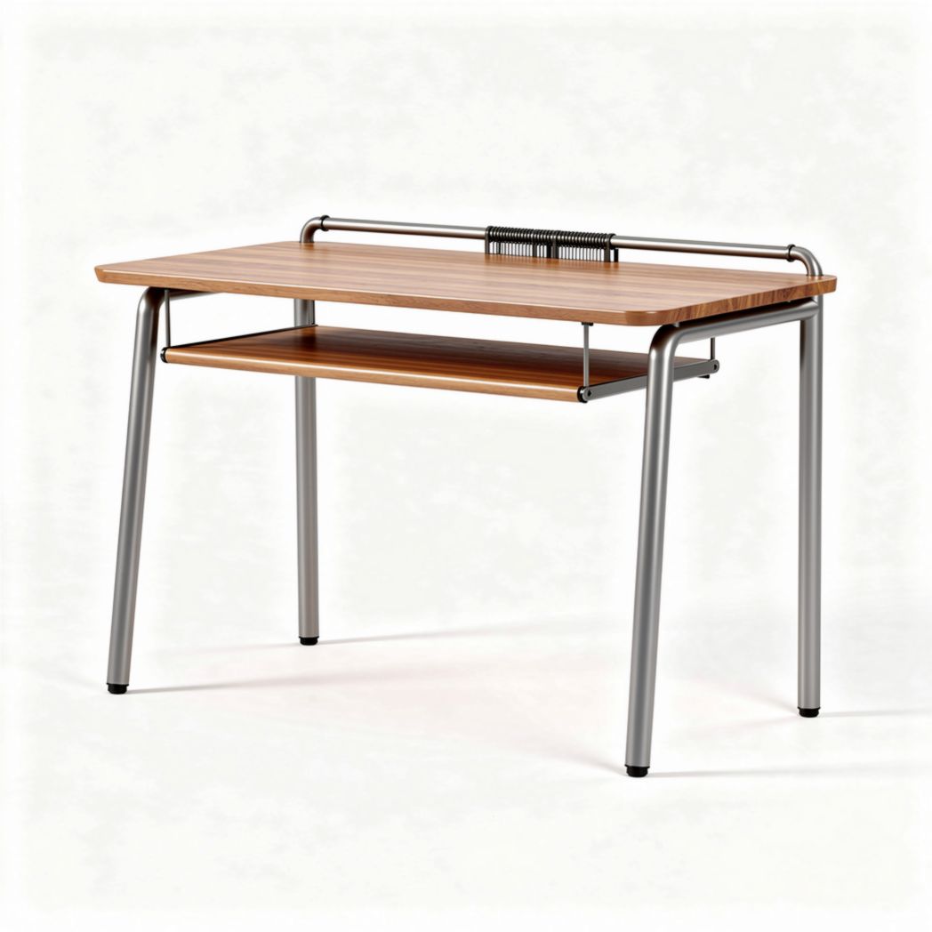 Bureau van hout en metaal met afmetingen 120 x 60 x 75 cm en onderblad