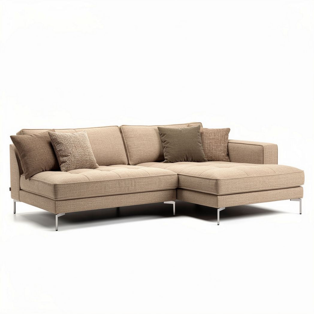 L-vormige sofa met zachte bekleding in beige 230 x 90 x 85cm
